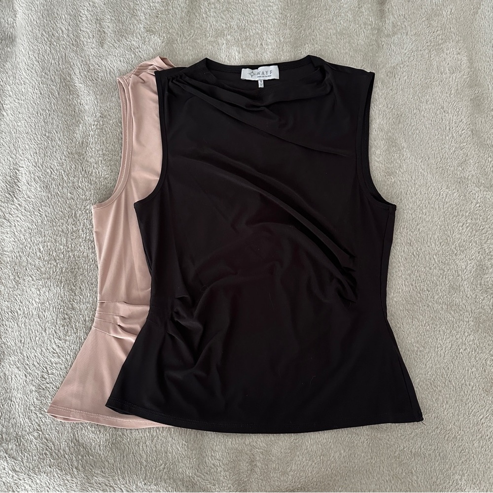 WAYF Set of 2 Black & Nude Sleeveless Top